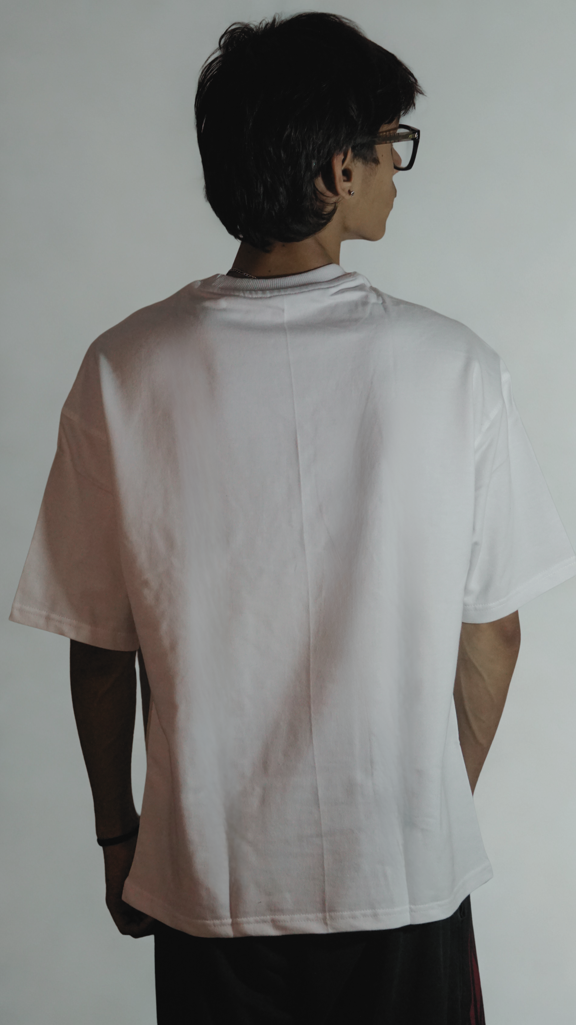 White Premium Oversized Down Shoulder Tee