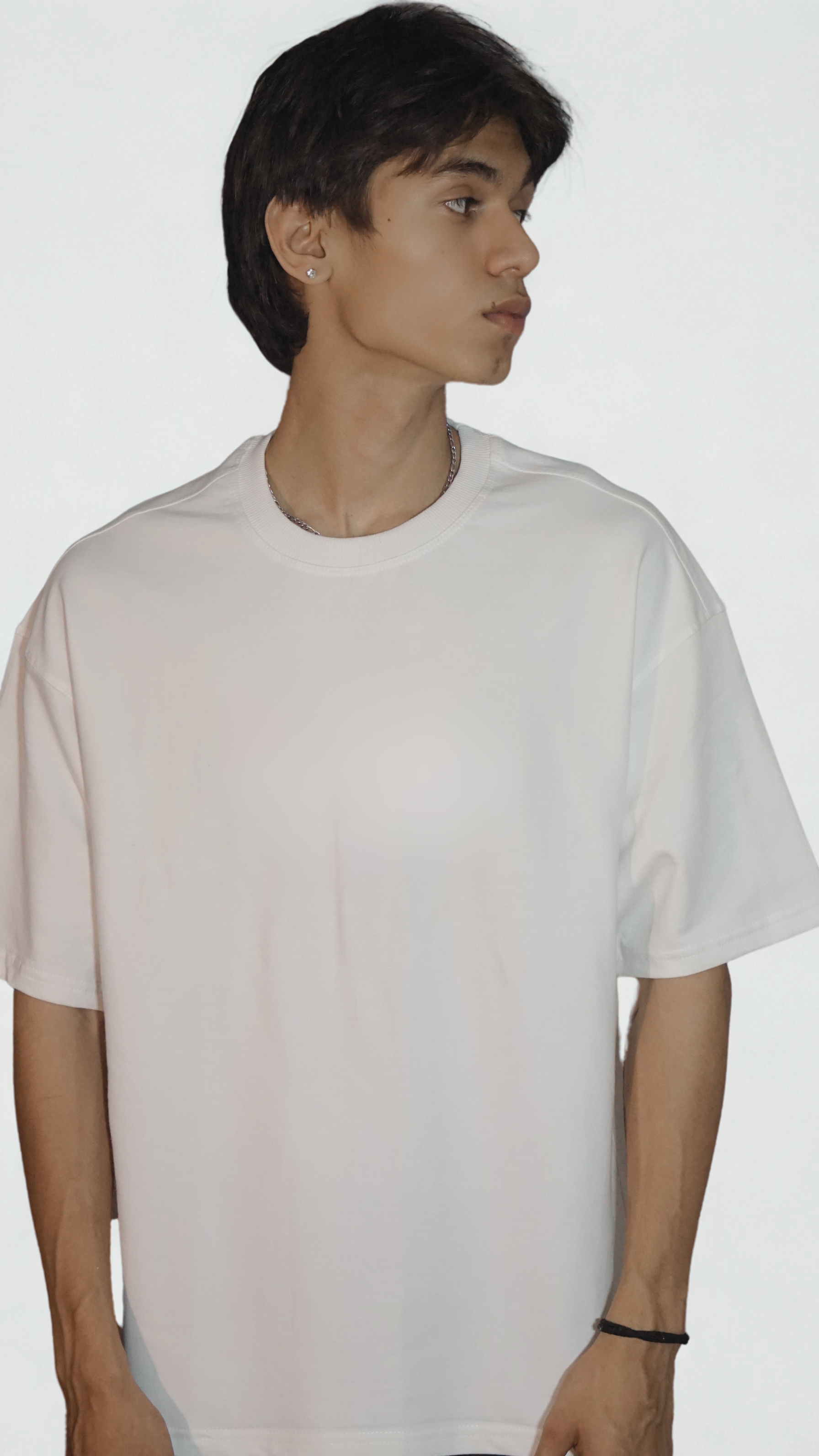 White Premium Oversized Down Shoulder Tee