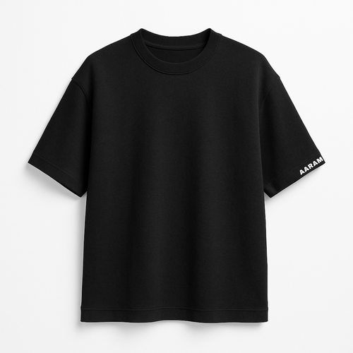 Black Premium Oversized Down Shoulder Tee